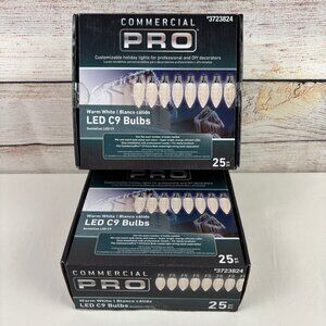 2 Boxes Gemmy Commercial Pro 25 Ct C9 Warm White LED Christmas Light Bulbs